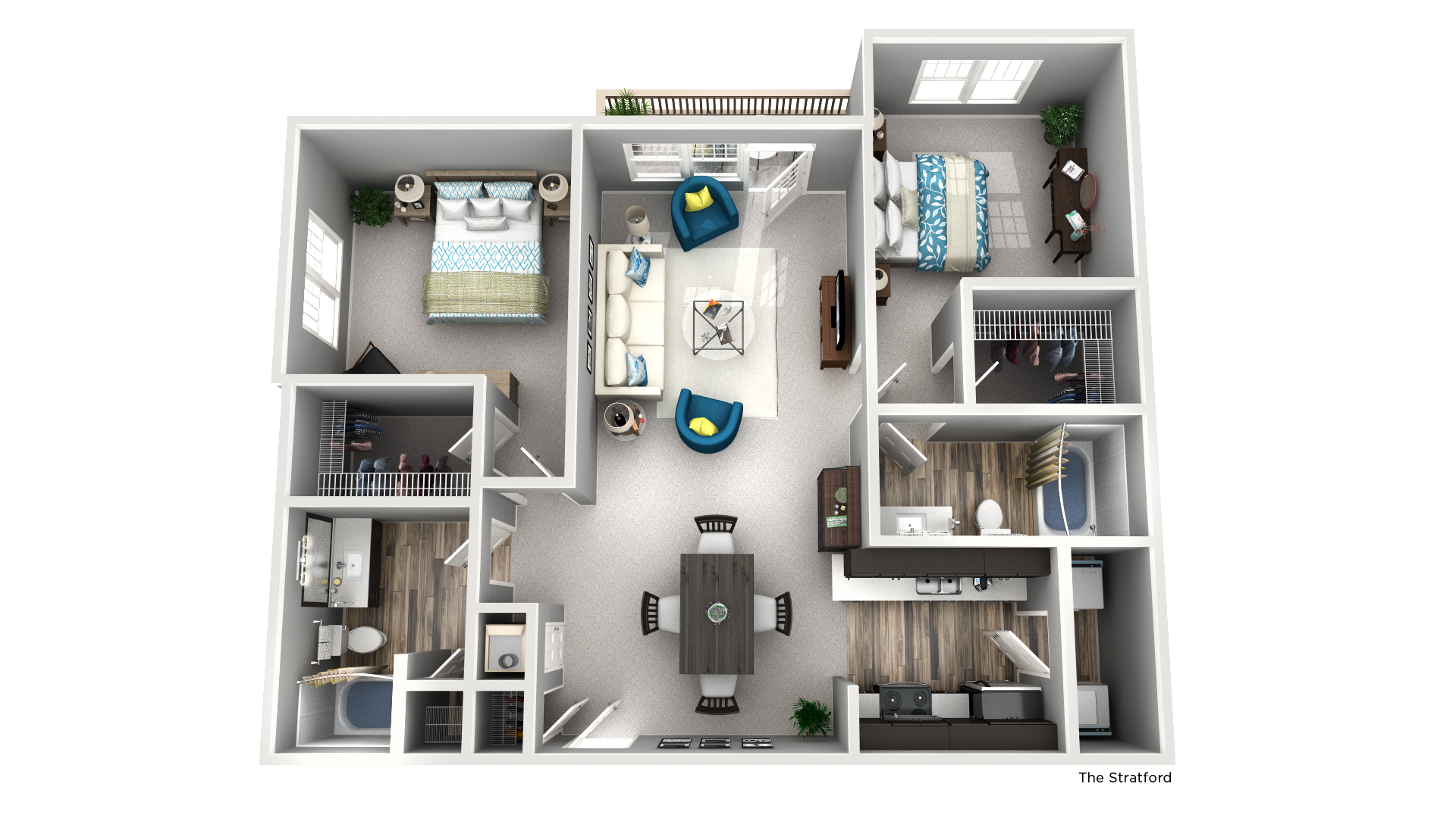 Apartment, 2 bedroom, 2 bath, 1091 square feet