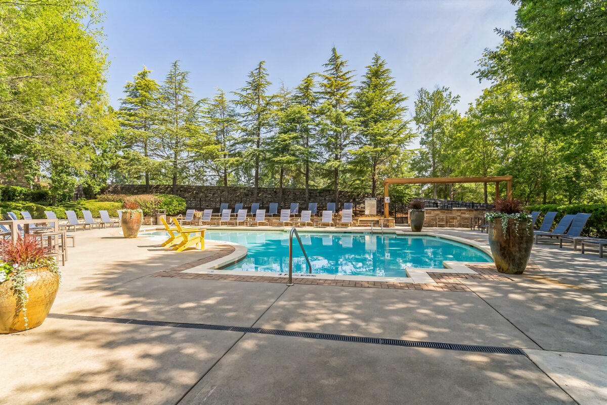 Pool view with lounge seating